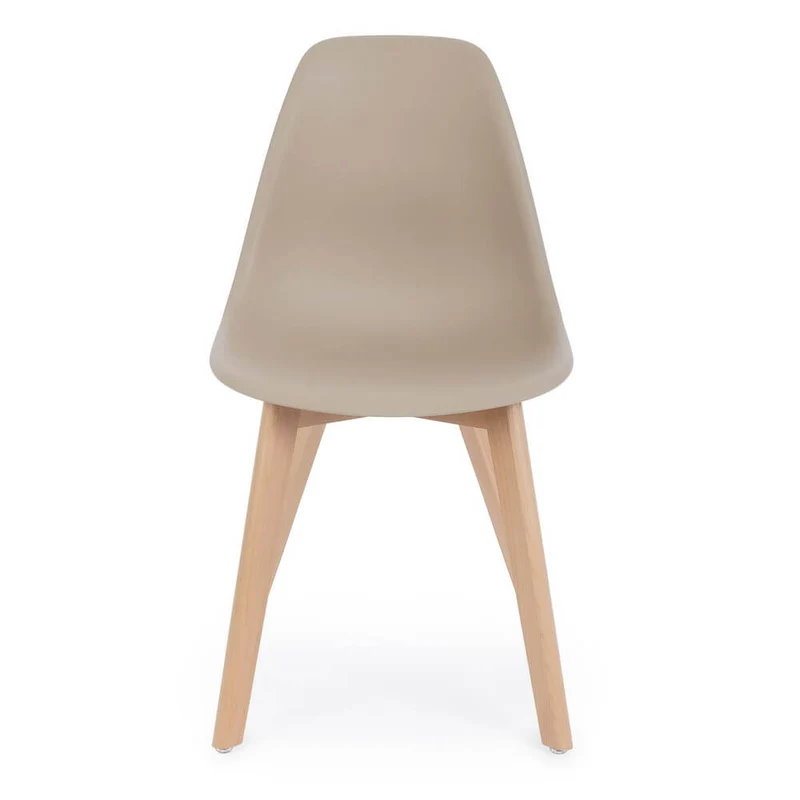 Set di 4 Sedie in Plastica con Gambe in Legno di Faggio Stile Nordico - JASMINE