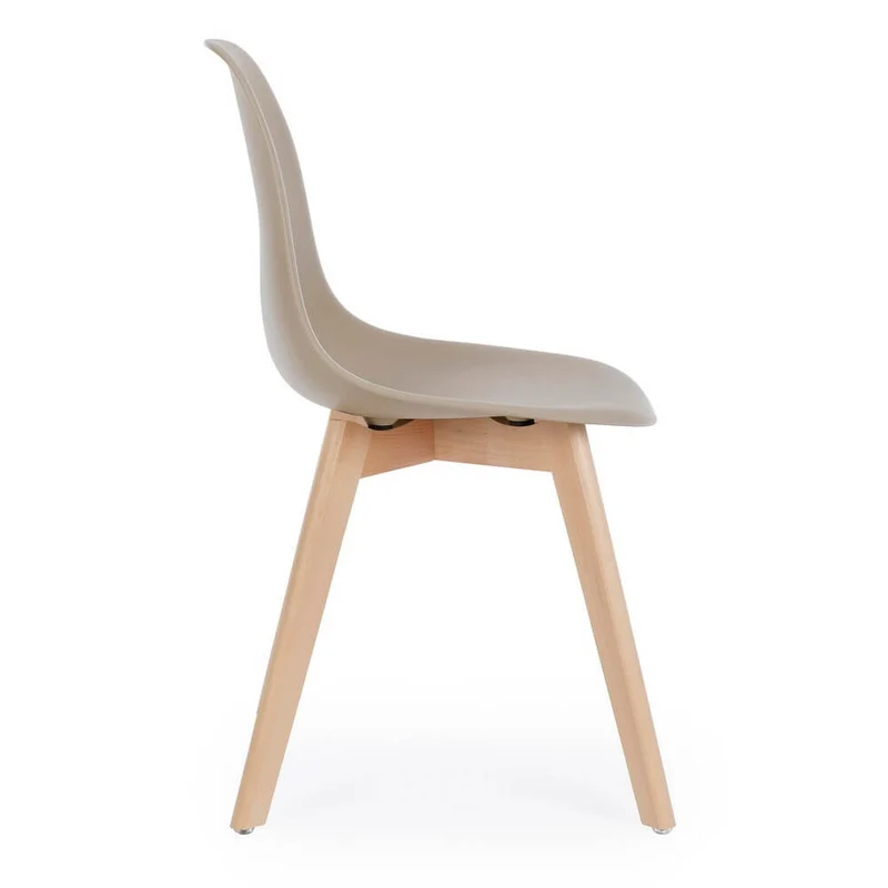 Set di 4 Sedie in Plastica con Gambe in Legno di Faggio Stile Nordico - JASMINE