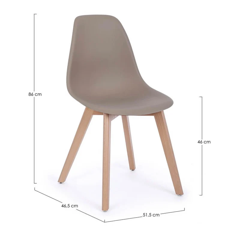 Set di 4 Sedie in Plastica con Gambe in Legno di Faggio Stile Nordico - JASMINE
