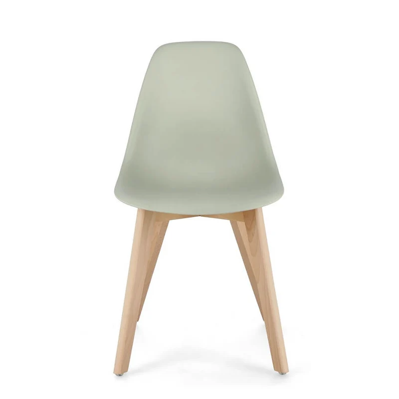 Set di 4 Sedie in Plastica con Gambe in Legno di Faggio Stile Nordico - JASMINE