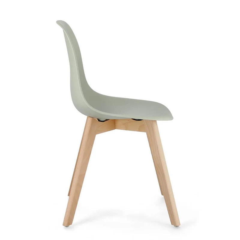 Set di 4 Sedie in Plastica con Gambe in Legno di Faggio Stile Nordico - JASMINE