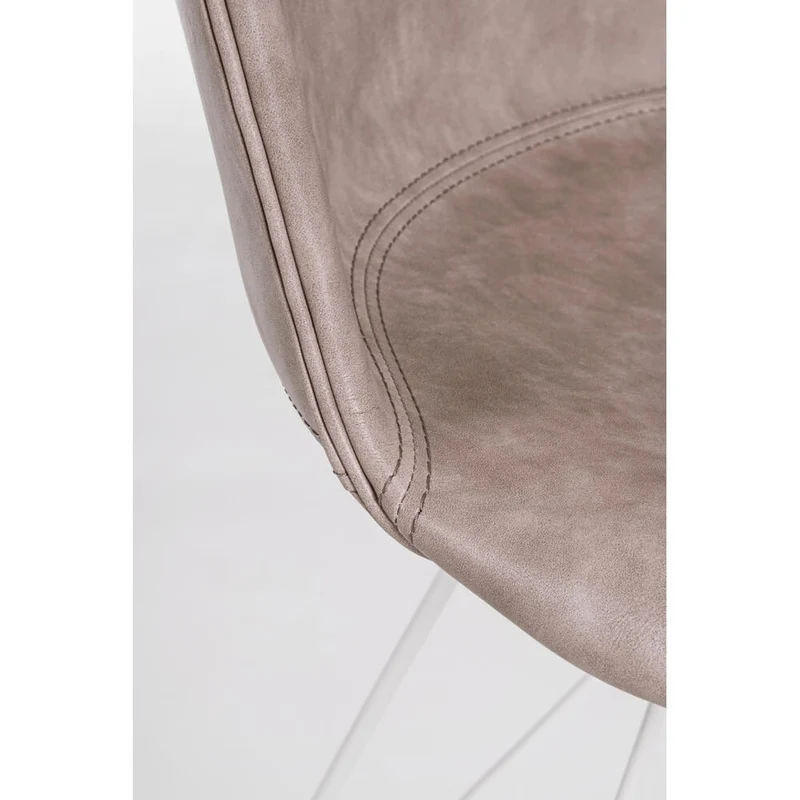 Set di 2 Sedie con Seduta in Similpelle e Gambe in Acciaio Bianco - IONA