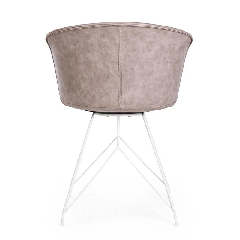 Set di 2 Sedie con Seduta in Similpelle e Gambe in Acciaio Bianco - IONA