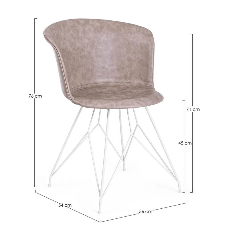 Set di 2 Sedie con Seduta in Similpelle e Gambe in Acciaio Bianco - IONA
