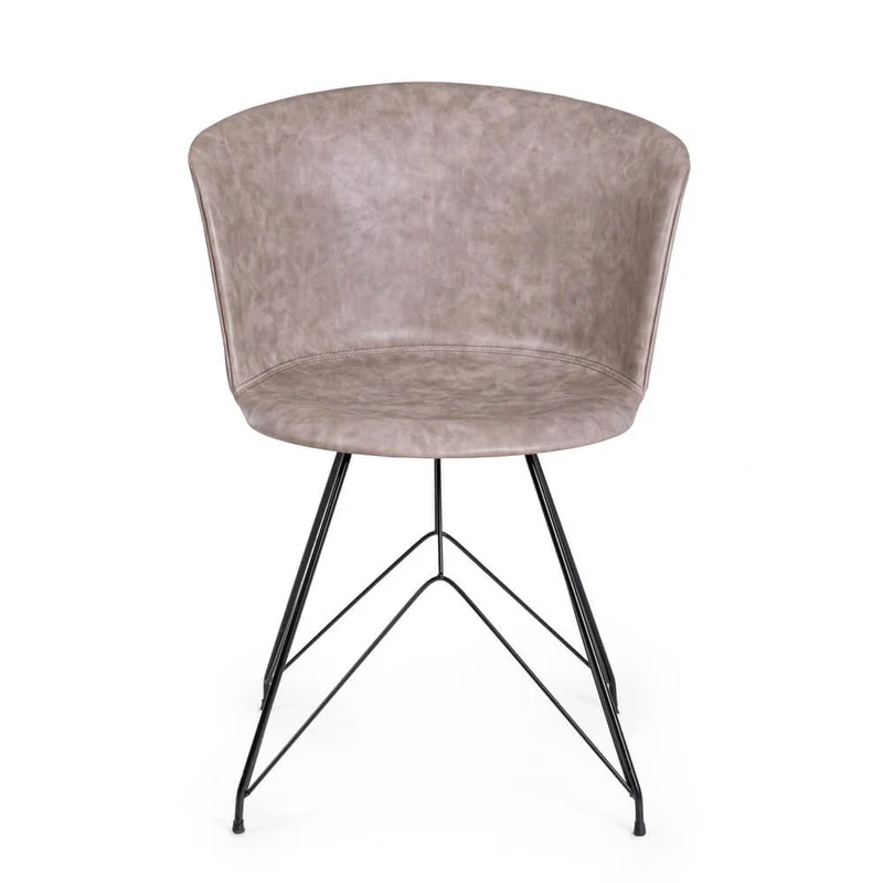 Set di 2 Sedie con Seduta in Similpelle e Gambe in Acciaio Bianco - IONA