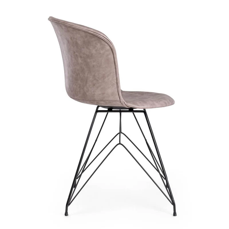 Set di 2 Sedie con Seduta in Similpelle e Gambe in Acciaio Bianco - IONA