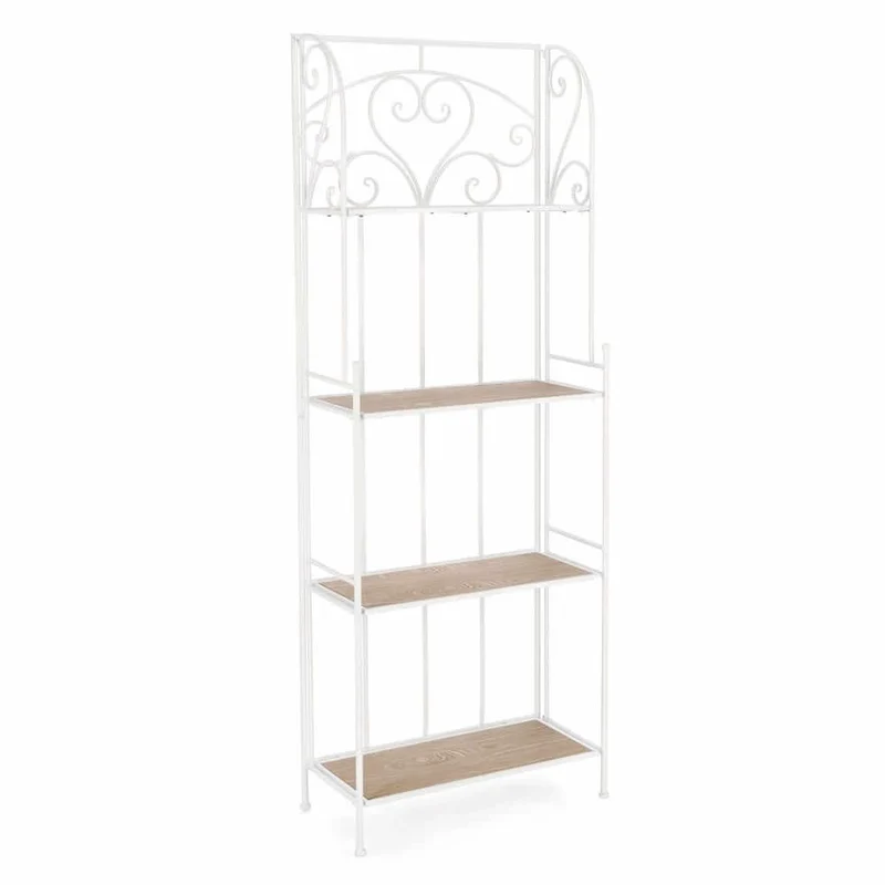 Scaffale in Metallo Bianco con 4 Piani in MDF Stile Romantico - GUSE