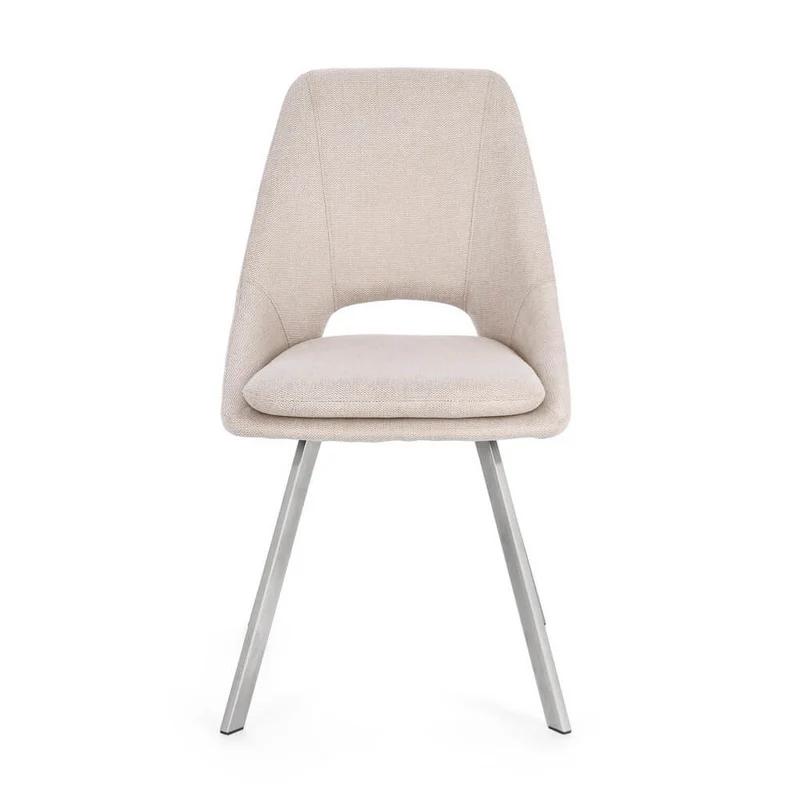Set di 2 Sedie Imbottite in Tessuto con Gambe in Acciaio - GRIFFIN