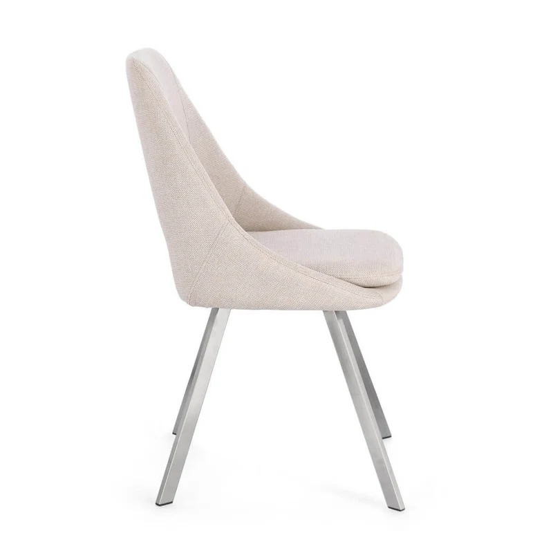 Set di 2 Sedie Imbottite in Tessuto con Gambe in Acciaio - GRIFFIN