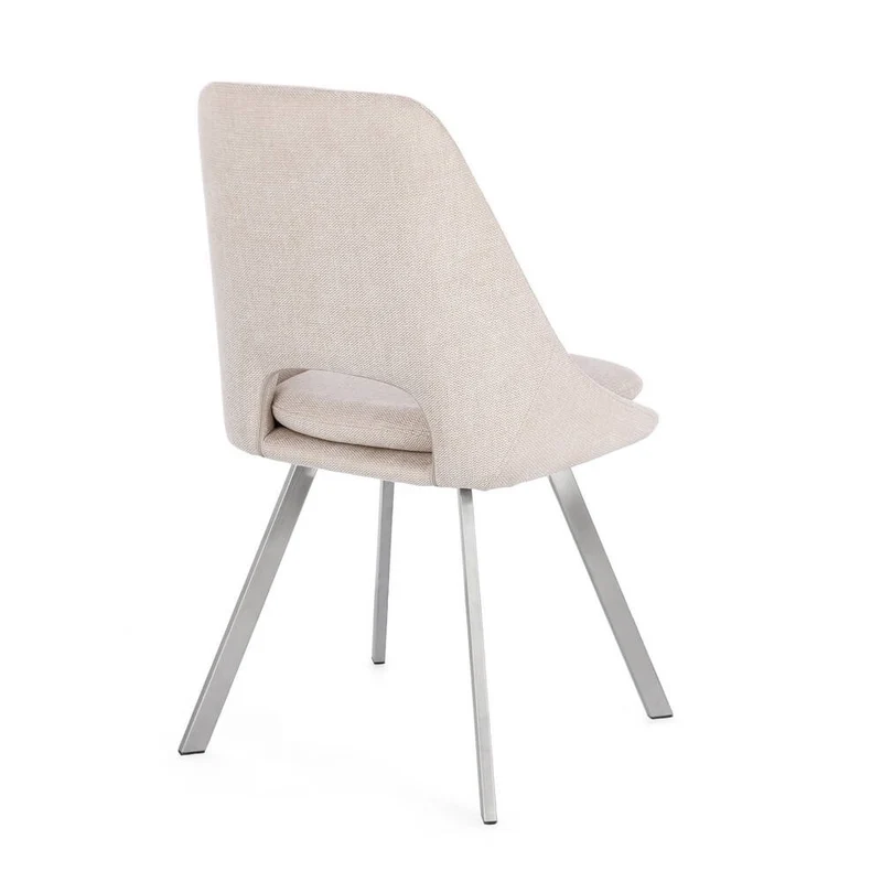 Set di 2 Sedie Imbottite in Tessuto con Gambe in Acciaio - GRIFFIN