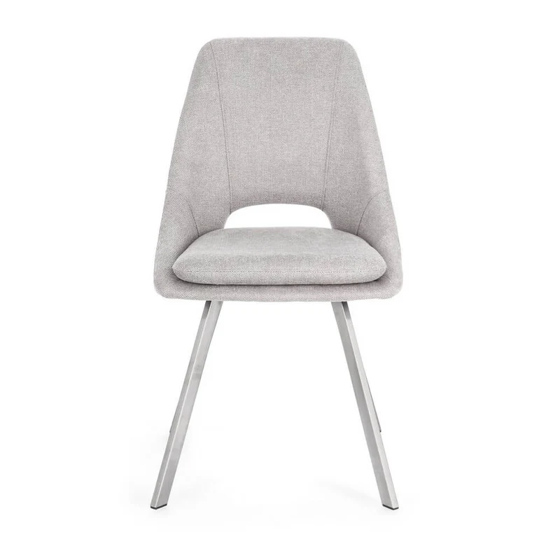 Set di 2 Sedie Imbottite in Tessuto con Gambe in Acciaio - GRIFFIN