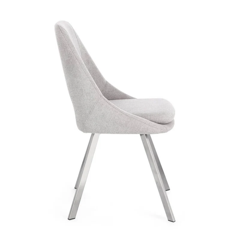 Set di 2 Sedie Imbottite in Tessuto con Gambe in Acciaio - GRIFFIN
