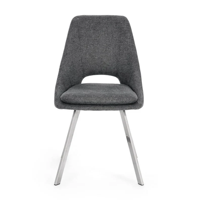 Set di 2 Sedie Imbottite in Tessuto con Gambe in Acciaio - GRIFFIN
