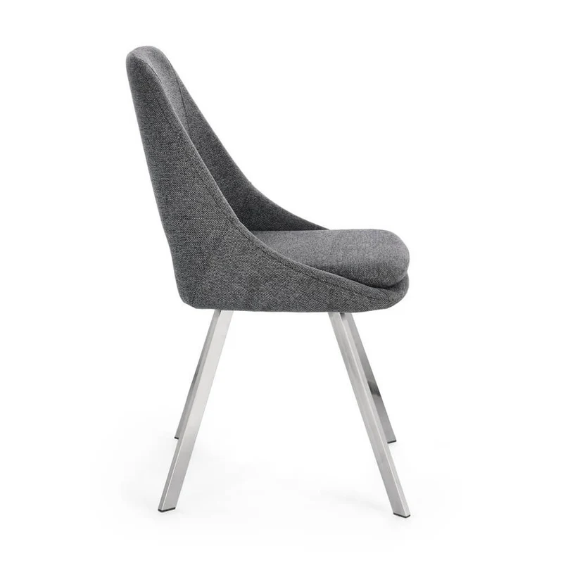 Set di 2 Sedie Imbottite in Tessuto con Gambe in Acciaio - GRIFFIN
