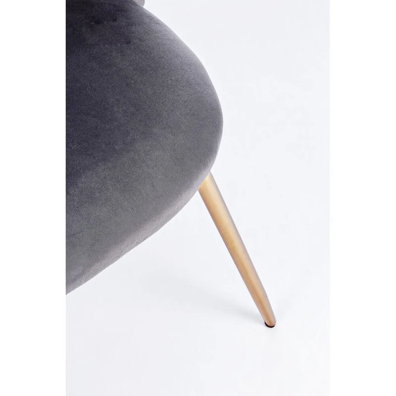 Set di 4 Sedie Imbottite in Velluto Grigio con Gambe Dorate - GABRIELLA