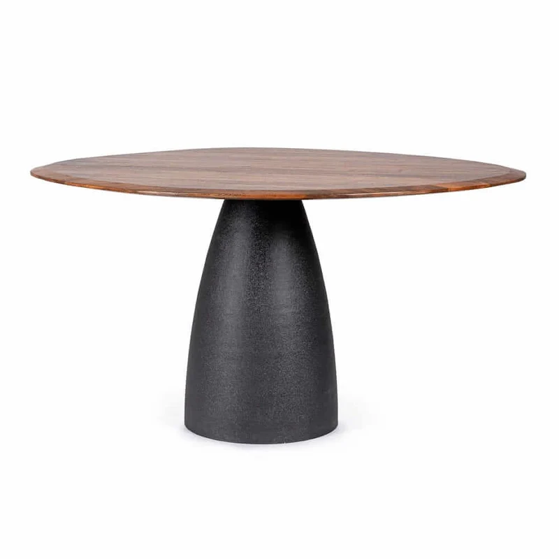 Tavolo Rotondo in Legno con Base Conica Nera 140 cm - FRANKLIN