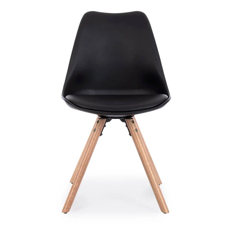 Set di 4 Sedie Design Nordico con Cuscino in Similpelle e Gambe in Faggio - FIO