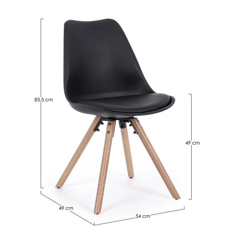 Set di 4 Sedie Design Nordico con Cuscino in Similpelle e Gambe in Faggio - FIO