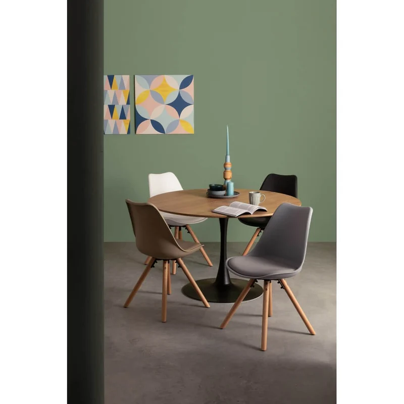 Set di 4 Sedie Design Nordico con Cuscino in Similpelle e Gambe in Faggio - FIO