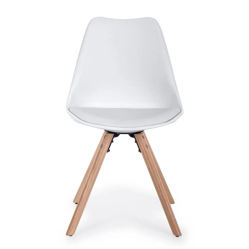 Set di 4 Sedie Design Nordico con Cuscino in Similpelle e Gambe in Faggio - FIO