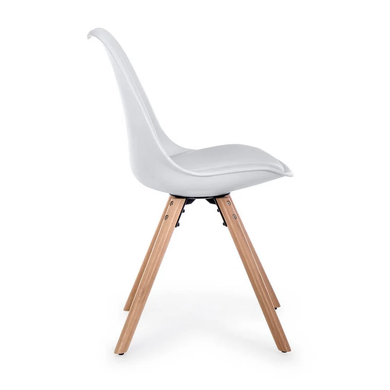Set di 4 Sedie Design Nordico con Cuscino in Similpelle e Gambe in Faggio - FIO