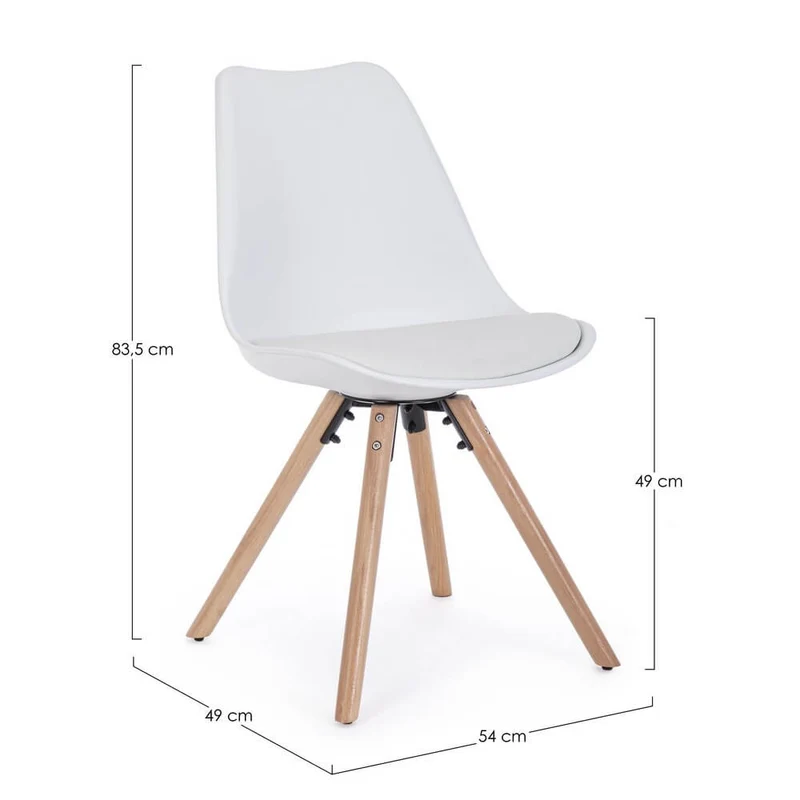 Set di 4 Sedie Design Nordico con Cuscino in Similpelle e Gambe in Faggio - FIO