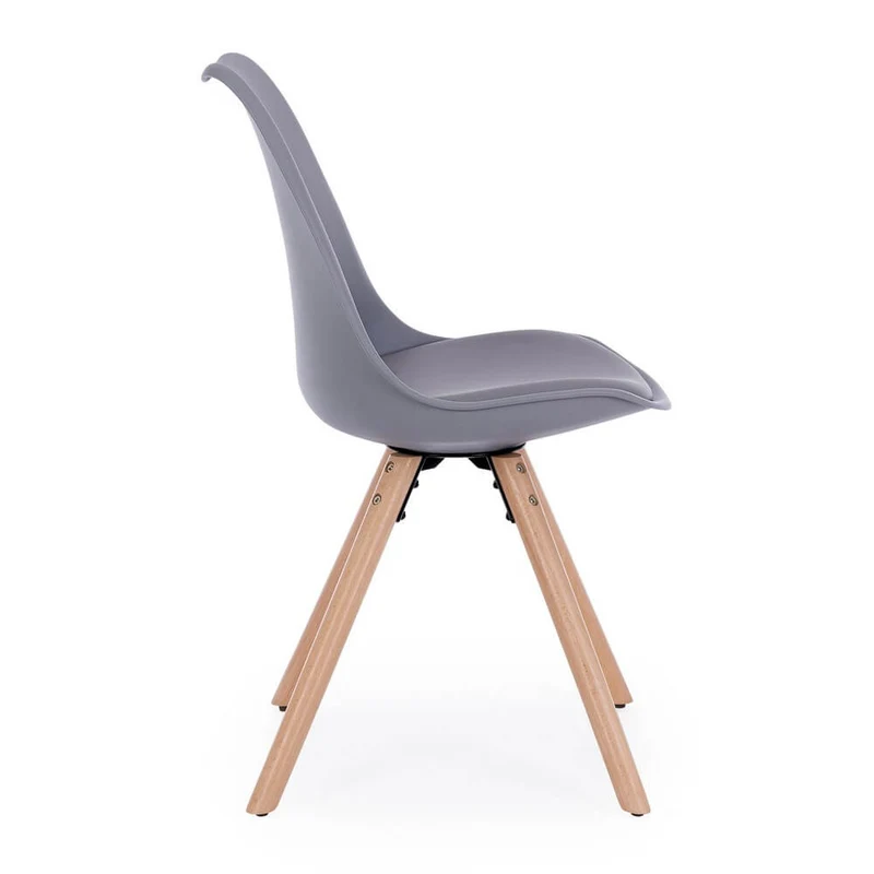 Set di 4 Sedie Design Nordico con Cuscino in Similpelle e Gambe in Faggio - FIO