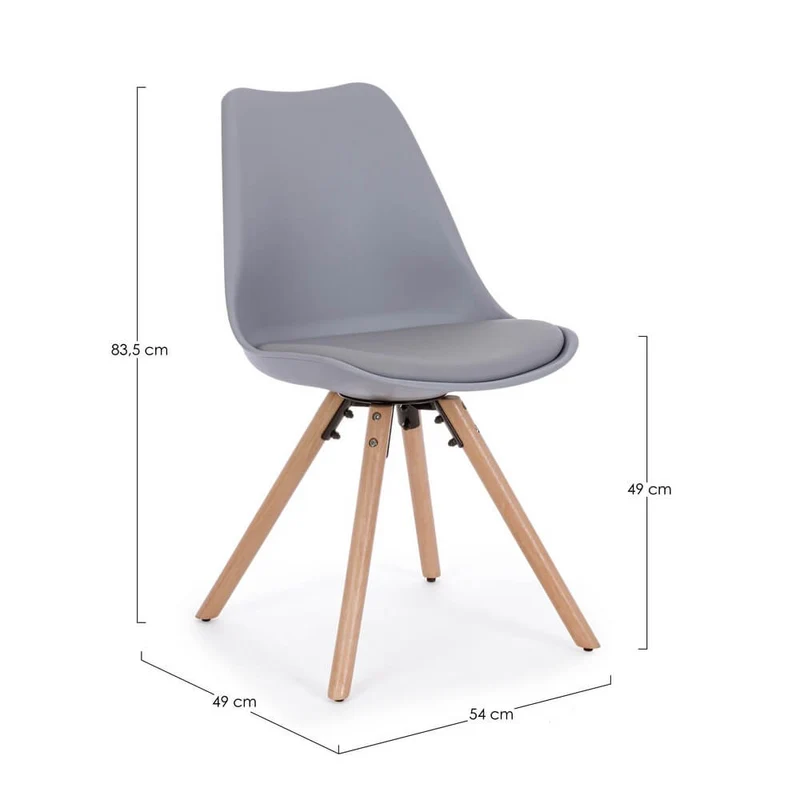 Set di 4 Sedie Design Nordico con Cuscino in Similpelle e Gambe in Faggio - FIO