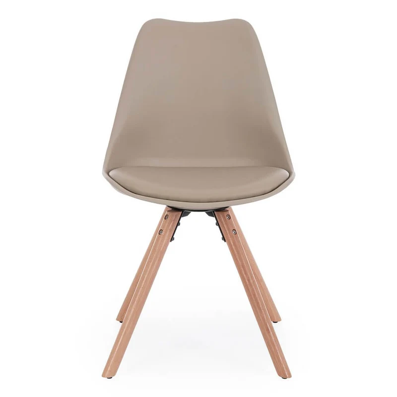 Set di 4 Sedie Design Nordico con Cuscino in Similpelle e Gambe in Faggio - FIO