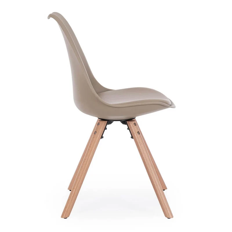 Set di 4 Sedie Design Nordico con Cuscino in Similpelle e Gambe in Faggio - FIO