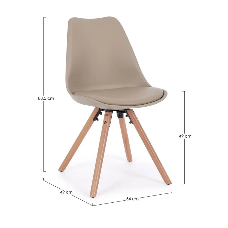 Set di 4 Sedie Design Nordico con Cuscino in Similpelle e Gambe in Faggio - FIO