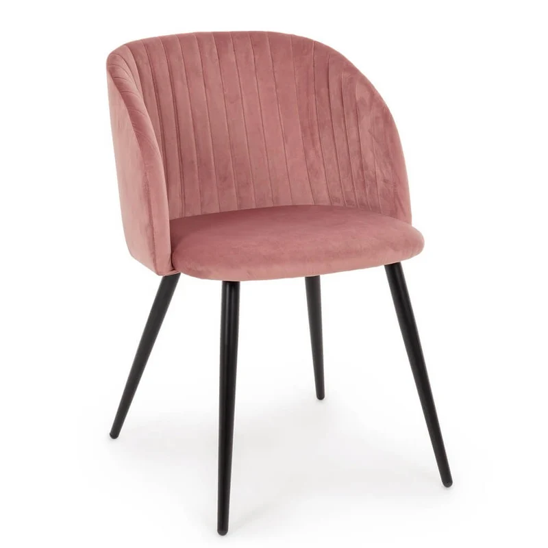 Set di 2 Sedie Imbottite in Velluto con Gambe in Acciaio - FELICIA