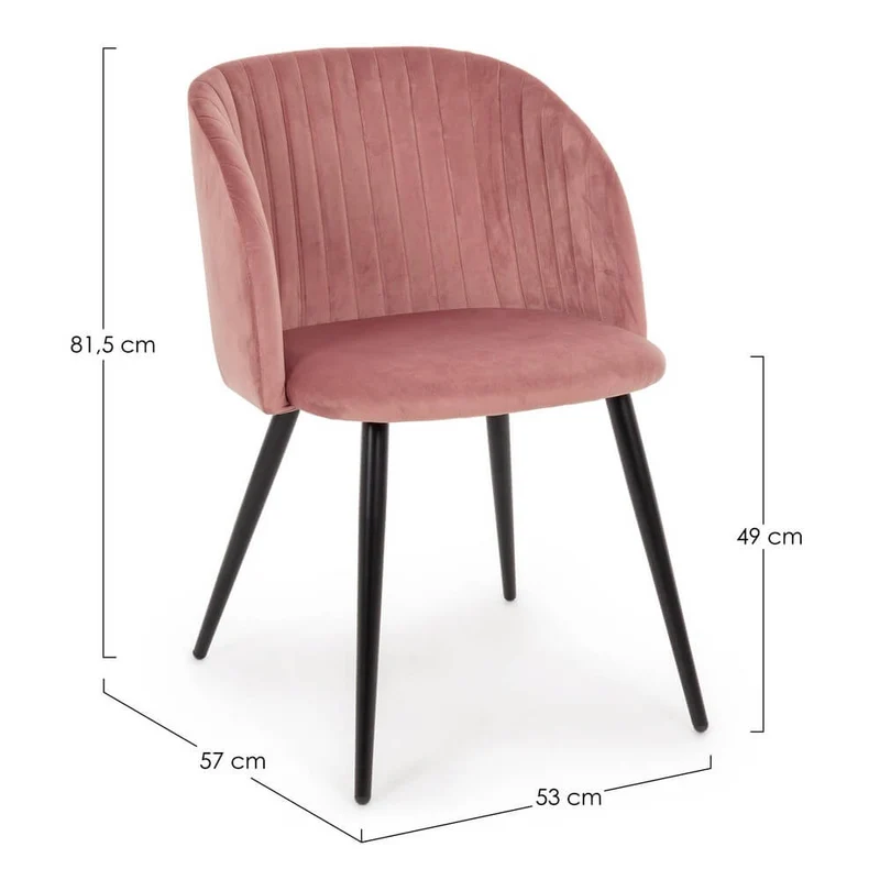 Set di 2 Sedie Imbottite in Velluto con Gambe in Acciaio - FELICIA