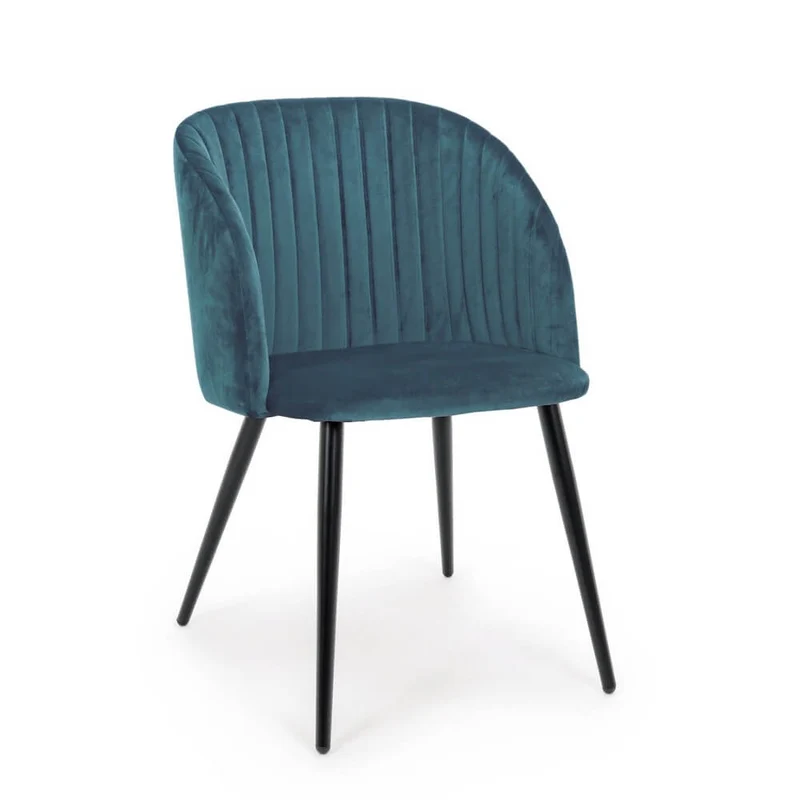 Set di 2 Sedie Imbottite in Velluto con Gambe in Acciaio - FELICIA