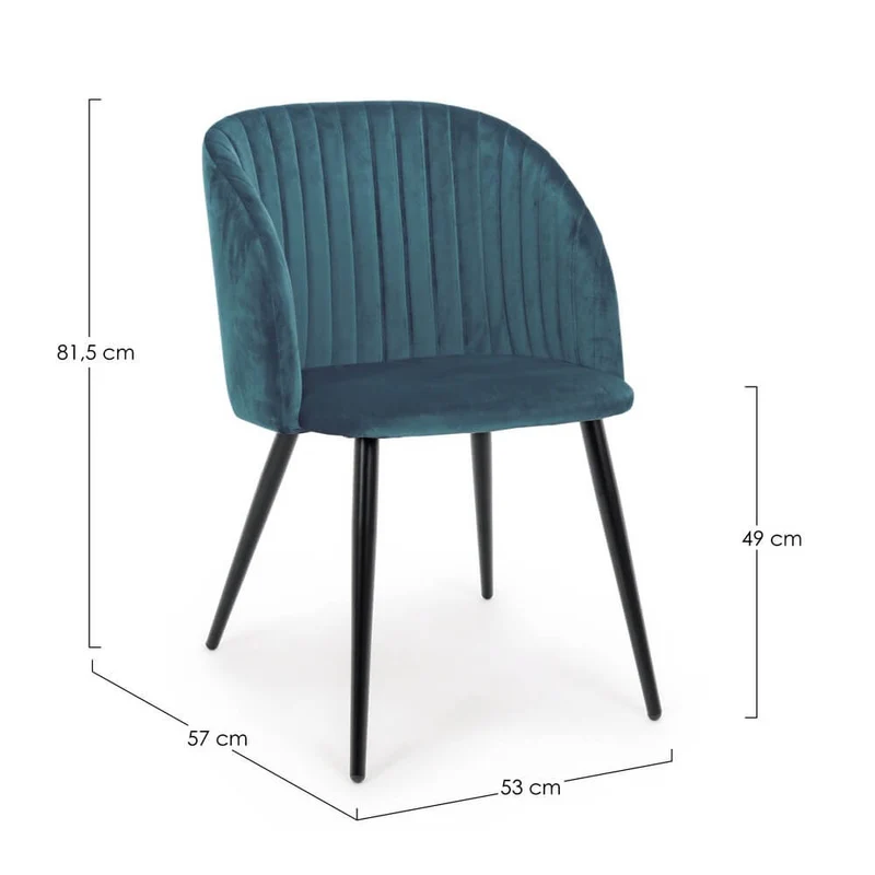 Set di 2 Sedie Imbottite in Velluto con Gambe in Acciaio - FELICIA