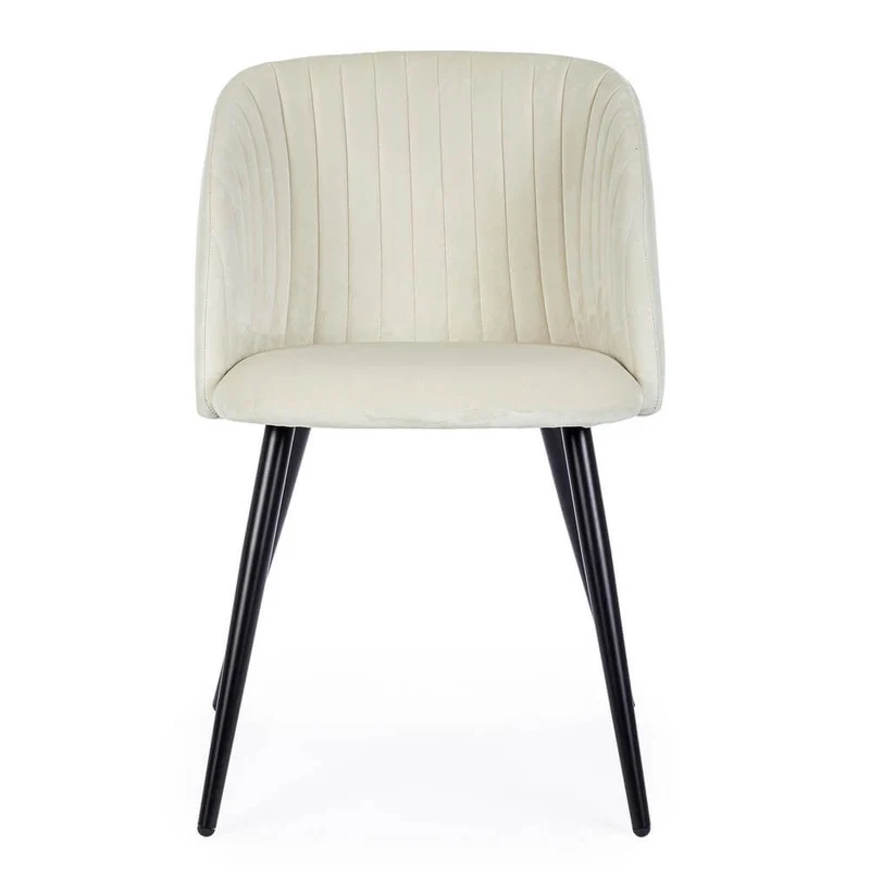 Set di 2 Sedie Imbottite in Velluto con Gambe in Acciaio - FELICIA