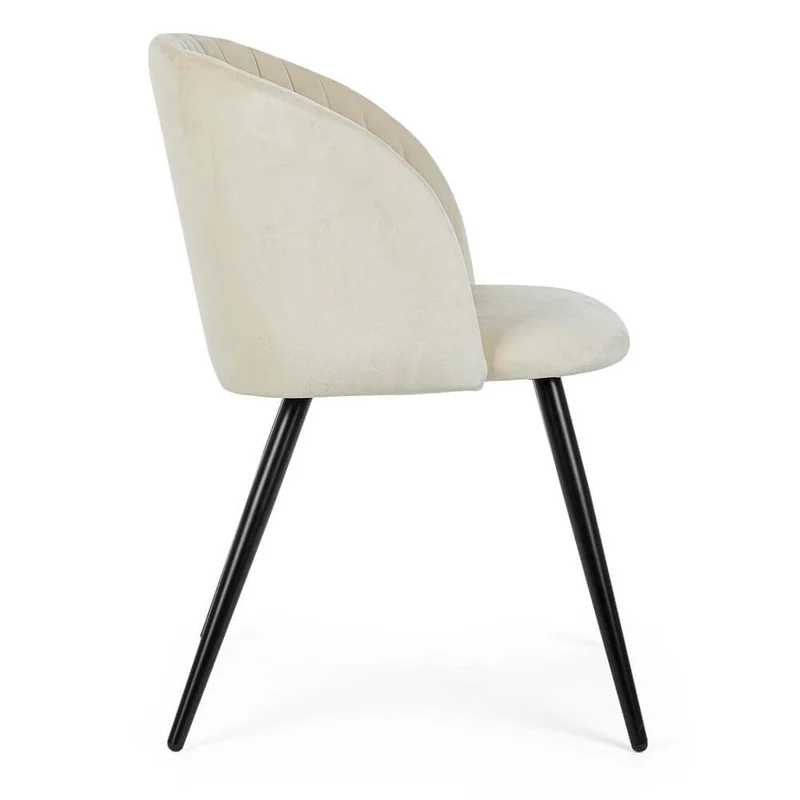 Set di 2 Sedie Imbottite in Velluto con Gambe in Acciaio - FELICIA