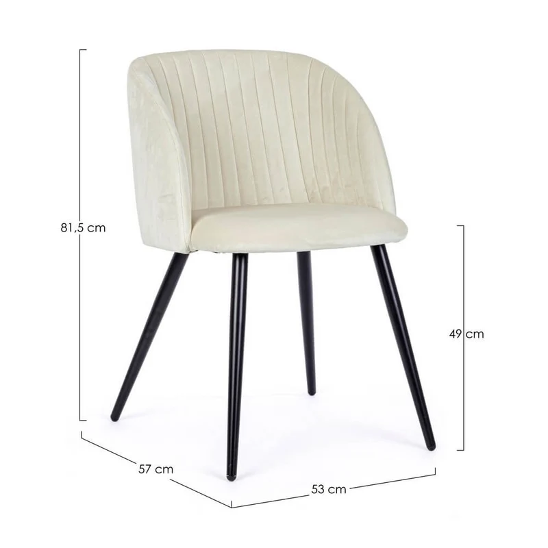 Set di 2 Sedie Imbottite in Velluto con Gambe in Acciaio - FELICIA