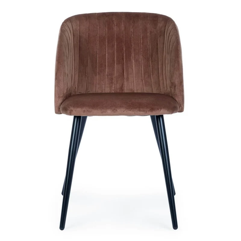 Set di 2 Sedie Imbottite in Velluto con Gambe in Acciaio - FELICIA