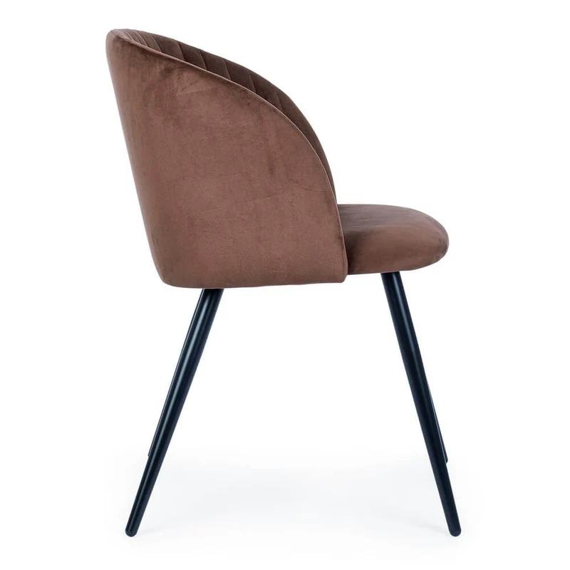 Set di 2 Sedie Imbottite in Velluto con Gambe in Acciaio - FELICIA