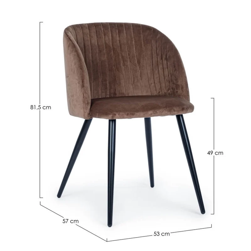 Set di 2 Sedie Imbottite in Velluto con Gambe in Acciaio - FELICIA