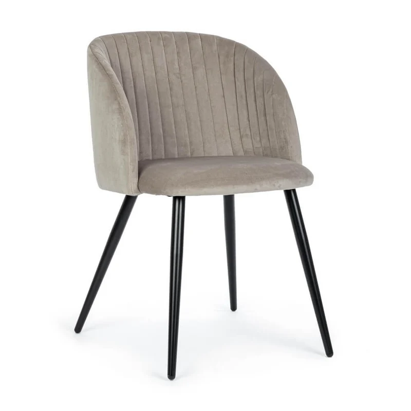Set di 2 Sedie Imbottite in Velluto con Gambe in Acciaio - FELICIA