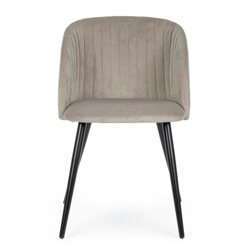 Set di 2 Sedie Imbottite in Velluto con Gambe in Acciaio - FELICIA