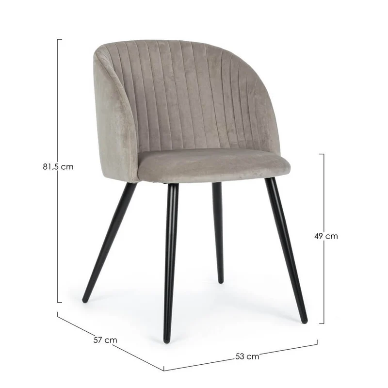 Set di 2 Sedie Imbottite in Velluto con Gambe in Acciaio - FELICIA