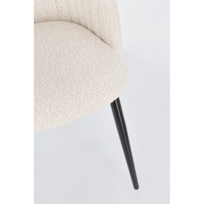 Set di 2 Sedie Imbottite con Braccioli in Tessuto Bouclé e Gambe in Acciaio - FELI