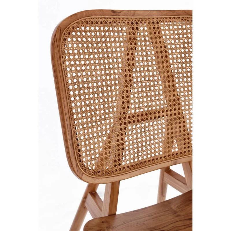 Poltrona Lounge in Legno Teak con Schienale in Rattan Intrecciato - ELOISE