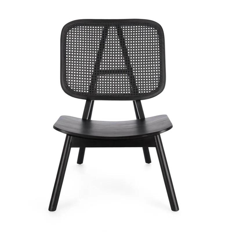 Poltrona Lounge in Legno Teak con Schienale in Rattan Intrecciato - ELOISE