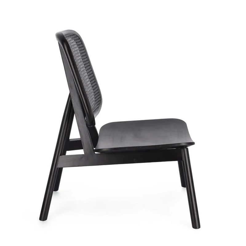 Poltrona Lounge in Legno Teak con Schienale in Rattan Intrecciato - ELOISE