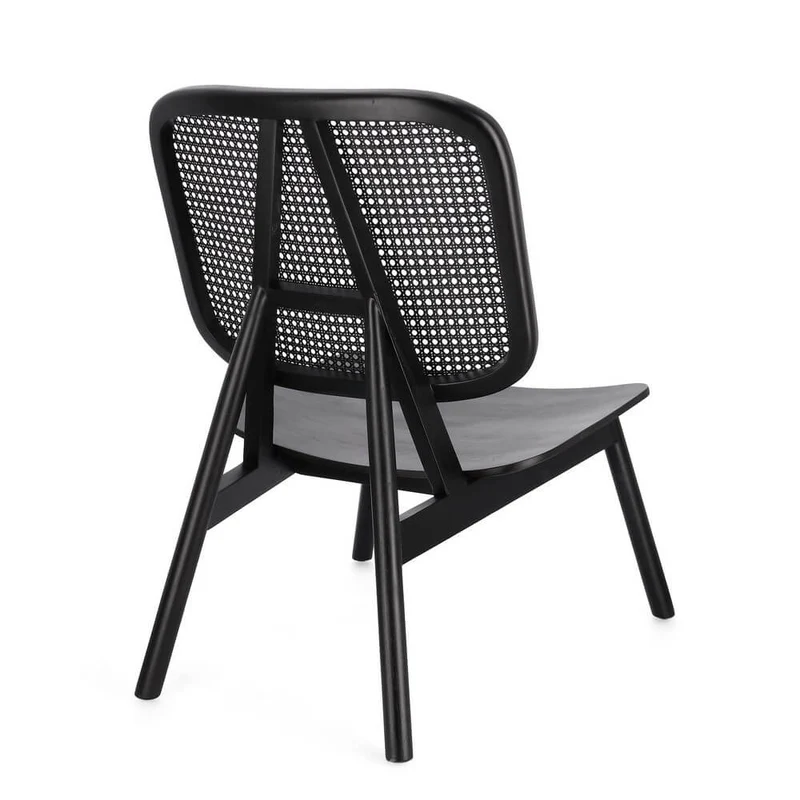 Poltrona Lounge in Legno Teak con Schienale in Rattan Intrecciato - ELOISE