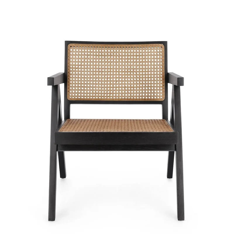 Poltrona Lounge in Legno di Teak con Schienale in Rattan - ELOISE